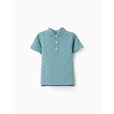 T-SHIRT en Coton avec Col Mao et Motif ZIPPY