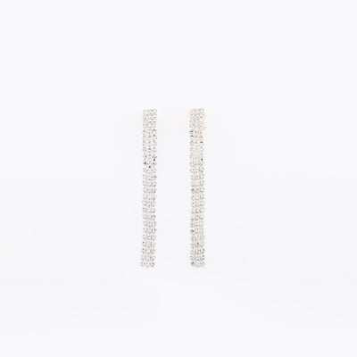 Boucles d'oreilles clips - pendantes strassées argentées BALABOOSTE