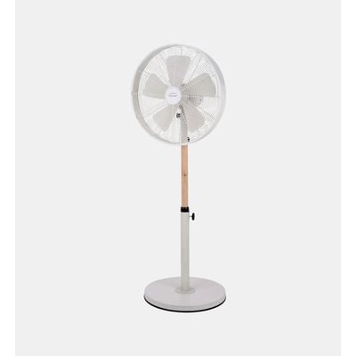 Ventilateur Sur Pied Bois Et Métal - 50w - 40 Cm - Blanc EUREM