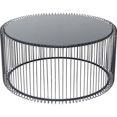 Table basse ronde en verre et acier, WIRE KARE DESIGN