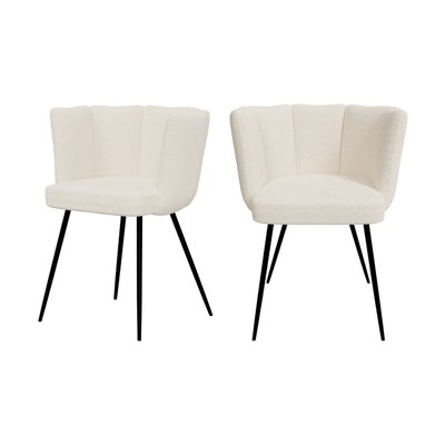 Lot de 2 chaises en tissu bouclé et pieds en métal - COSETTE RENDEZ-VOUS DÉCO