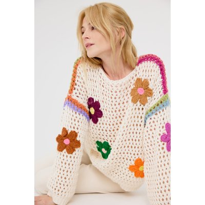 Haut en maille crocheté décorations florales CHAHRAZAD ARTLOVE