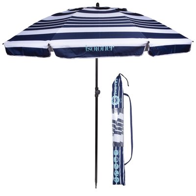 Parasol de plage turquoise/blanc ISOTONER
