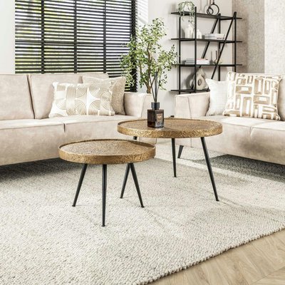 Table gigogne industrielle effet métal doré (lot de 2) PIER IMPORT