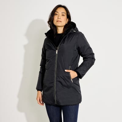 Manteau d'hiver mi-long à capuche GRAIN DE MALICE