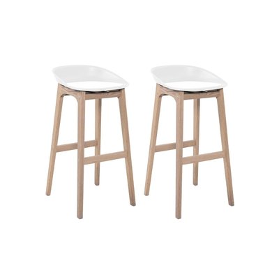 Lot de tabourets de bar en chêne et assise plastique 75cm RIVA MOB IN