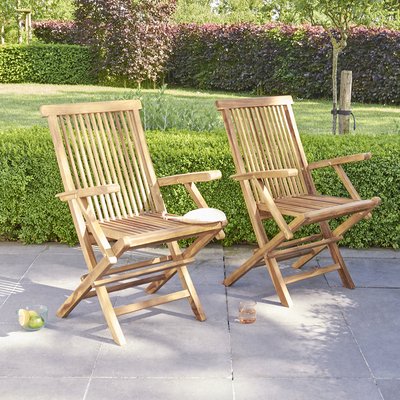 Fauteuil de jardin en teck huilé massif pliant (lot de 2)  BALI BERAH GETAH