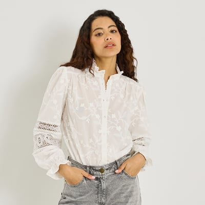 Chemise brodée détails ajourés GRAIN DE MALICE