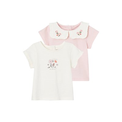 Lot de 2 t-shirts naissance en coton biologique VERTBAUDET