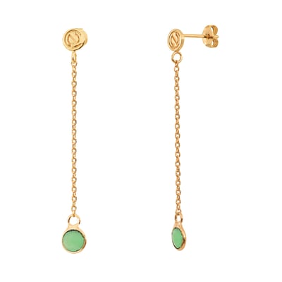 Boucles d'oreilles longues moorea chrysoprase CAROLINE NAJMAN