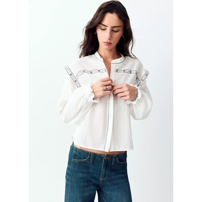 Blouse à col officier avec détails brodés MANGO TEEN