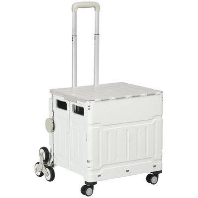 Chariot de courses pliable monte escalier 8 roues gris blanc HOMCOM