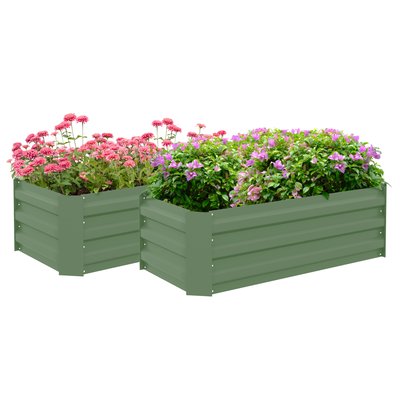 Lot de 2 carrés potager tôle d'acier ondulée OUTSUNNY