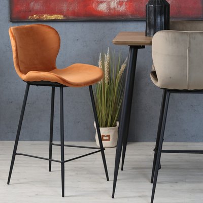 Chaise haute de bar tissu velours jaune (lot de 2) MELBOURNE PIER IMPORT