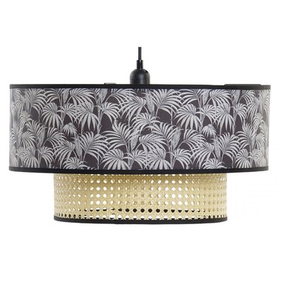 Suspension polyester palmiers et cannage - 46x46x25cm WADIGA