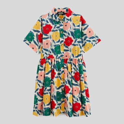 Robe boutonnée col chemise imprimée en coton MONOPRIX