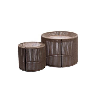 Bout de canapé rond en métal manguier et jute D46 - KRUGER AMADEUS