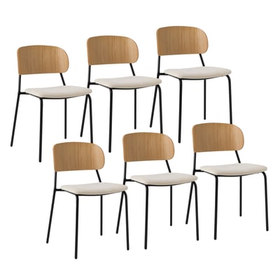 Lot de 6 chaises tissu pieds métal - SOFIA CAMIF