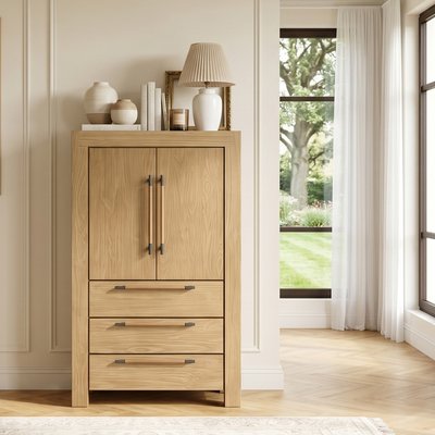 Armoire 2 portes 3 étagères 3 tiroirs en pin MEGÈVE ROBIN DES BOIS