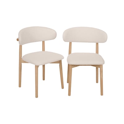 Chaise bois d'hévéa et tissu bouclette (lot de 2)  PAOLA SWEEEK