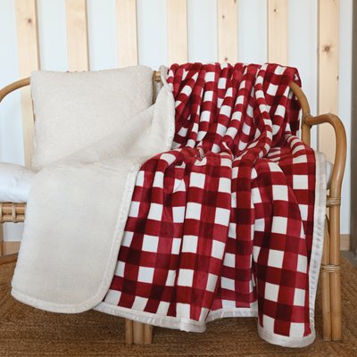 Jeté de canapé et lit motif vichy en polaire HOME MAISON