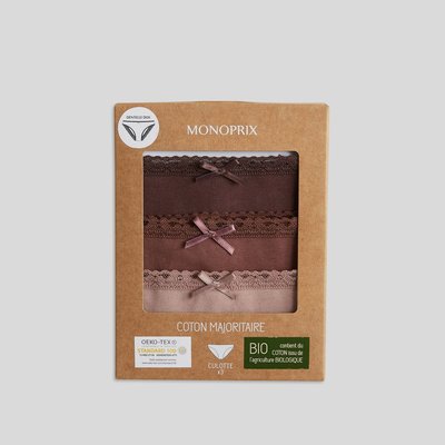 Lot de 3 culottes EVA en coton BIO, certifié OEKO-TEX MONOPRIX