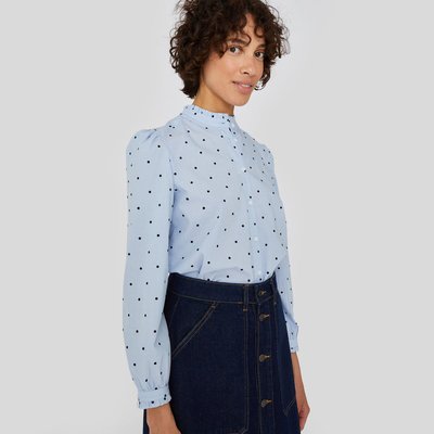 Blouse en popeline détails volants et pois, Coton BIO MONOPRIX