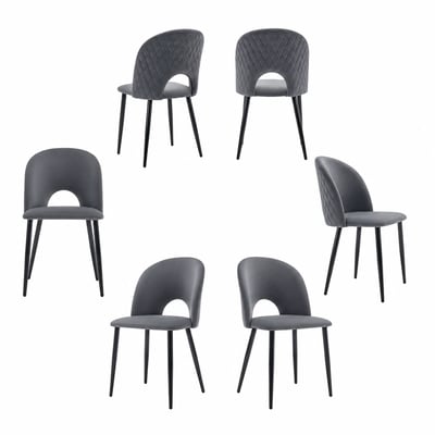 Lot de 6 chaises de salle à manger style industriel en velours, BANZEL MEUBLES COSY