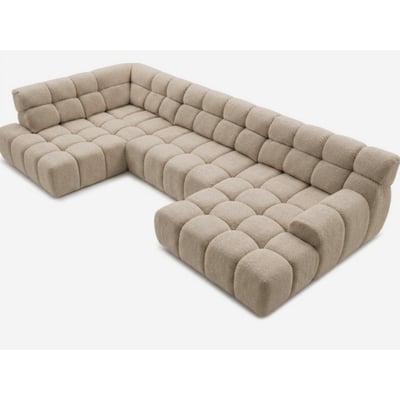Canapé d'angle convertible 4 places en tissu texturé, ANDRE BOBOCHIC