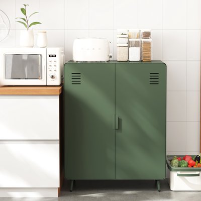Buffet Haut avec 2 portes et 3 couches en métal industriel,WALNUTKITCHEN MEUBLES COSY