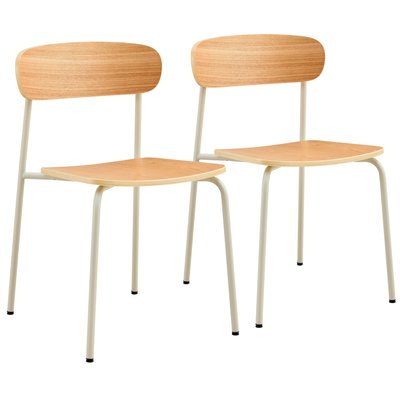 Lot de 2 chaises en métal et bois, LILA OVIALA