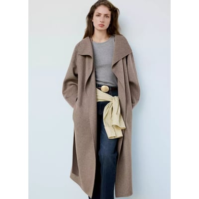 Manteau laine fait à la main ceinture MANGO