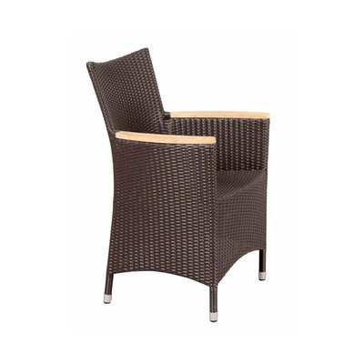 Fauteuil en polyrésine chocolat avec accoudoirs teck AUBRY GASPARD