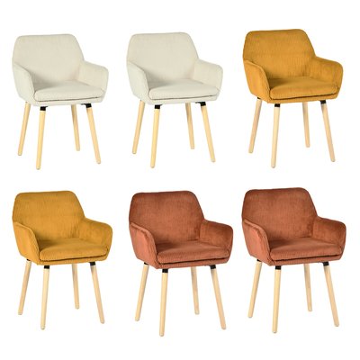 Lot de 6 chaises de salle à manger velours côtelé scandinave, ELIA MEUBLES COSY