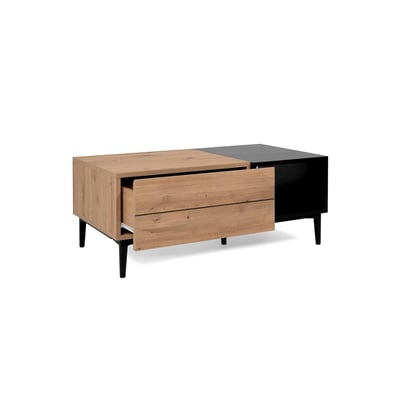 Table basse avec rangement décor bois et noir ALVA PIER IMPORT
