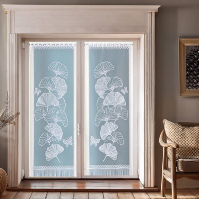 Paire de vitrages frangés dentelle motif ginkgo HOME MAISON