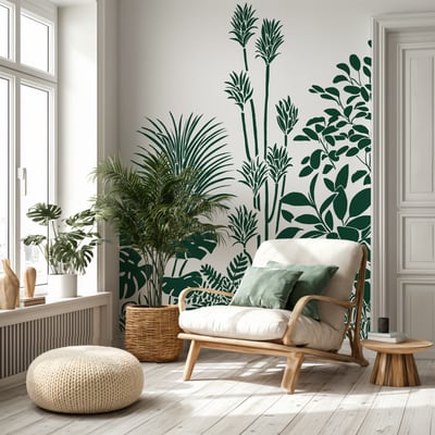 Papier peint panoramique pour jardin zen avec des plantes - 85x260 cm (l x h) LA TOUCHE ORIGINALE