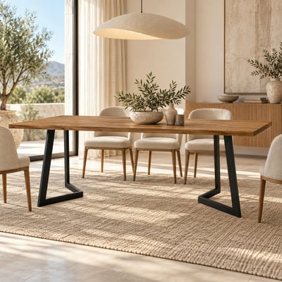Table salle à manger en bois recyclé pieds en métal forme moderne design contemporain 220 cm CLEVELAND PIER IMPORT