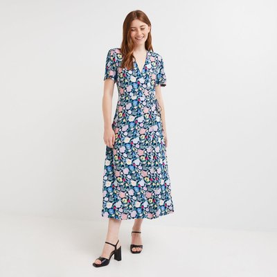 Robe longue cache-coeur imprimée, EcoVero MONOPRIX