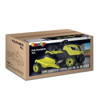 Tracteur farmer xl vert+remorque SMOBY