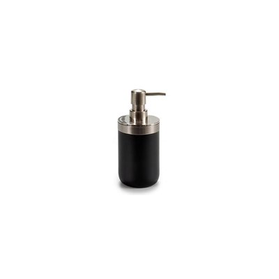 Distributeur de Savon Rond Inox et Plastique Noir WADIGA