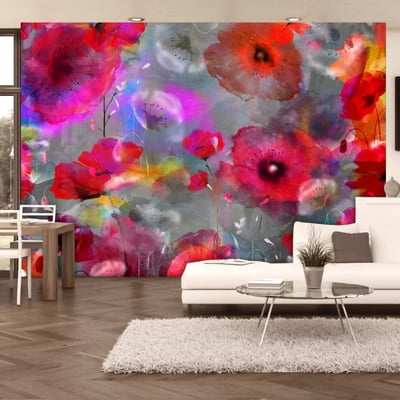 Papier peint intissé panoramique Fleurs Painted Poppies EDEN