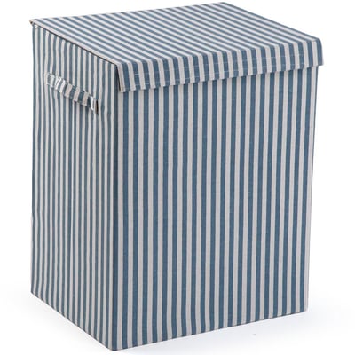 Panier à linge rayé bleu 40x30x50cm VERSA