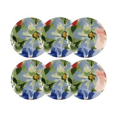 Lot de 6 assiettes plates en porcelaine 26cm, FLORALUX NOVASTYL