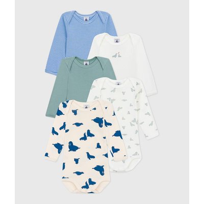 Lot de 5 bodies manches longues PETIT BATEAU