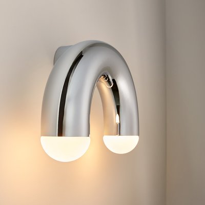 Wandlamp in chroomijzer en opaline, Quillo LA REDOUTE INTERIEURS