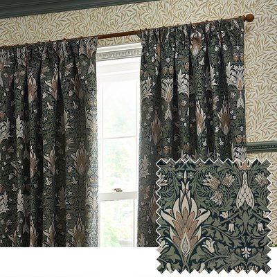Snakeshead Jacquard Chenille Pencil Pleat Curtains MORRIS & CO.