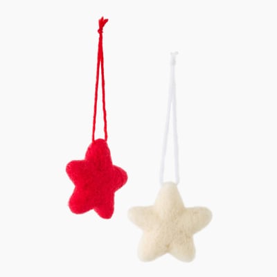 Lot de 2 étoiles en laine, H8cm MONOPRIX