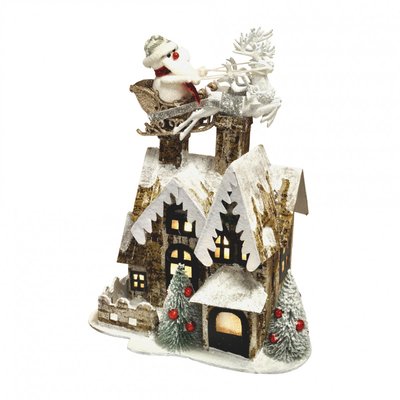 Maison en carton a led avec traineau de noel DOUCEUR D'INTÉRIEUR