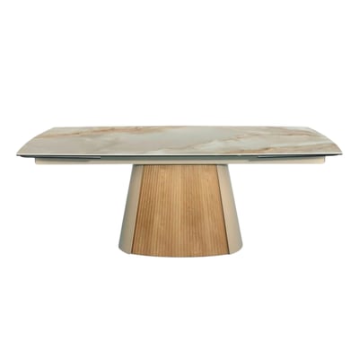 Table extensible céramique effet marbre beige 200-300 cm LOMBARDIE PIER IMPORT